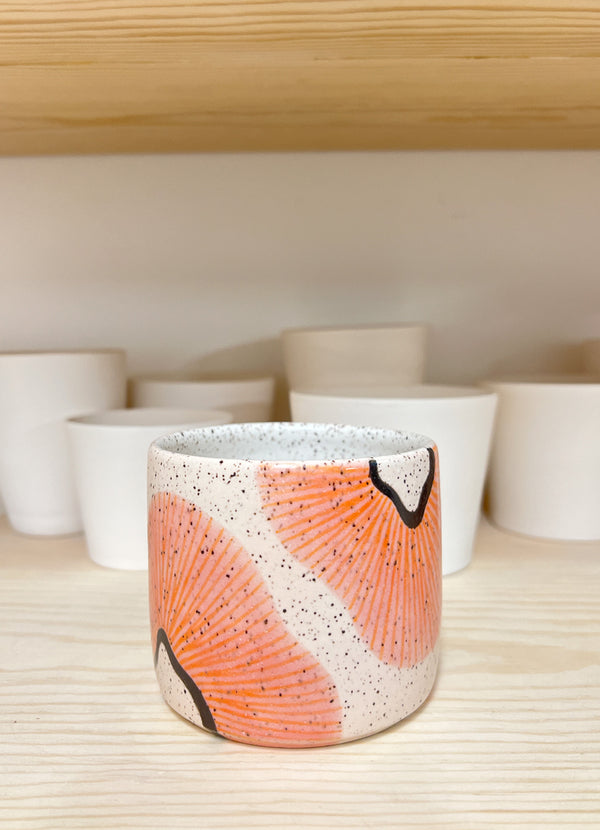 Cup - Pink and Orange Coral with Black 26