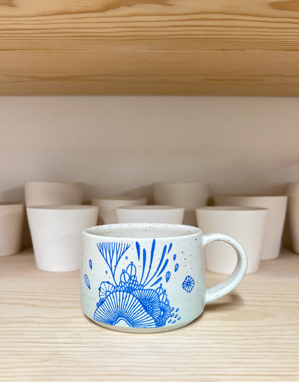 Mug 14 - Green Gradiant with Blue Floral