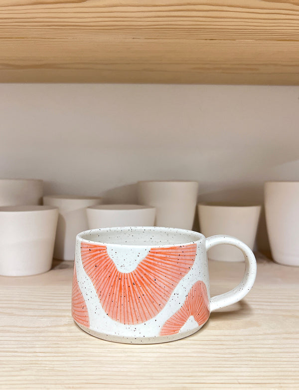 Mug 14 - Red-orange Coral Fan Speckle