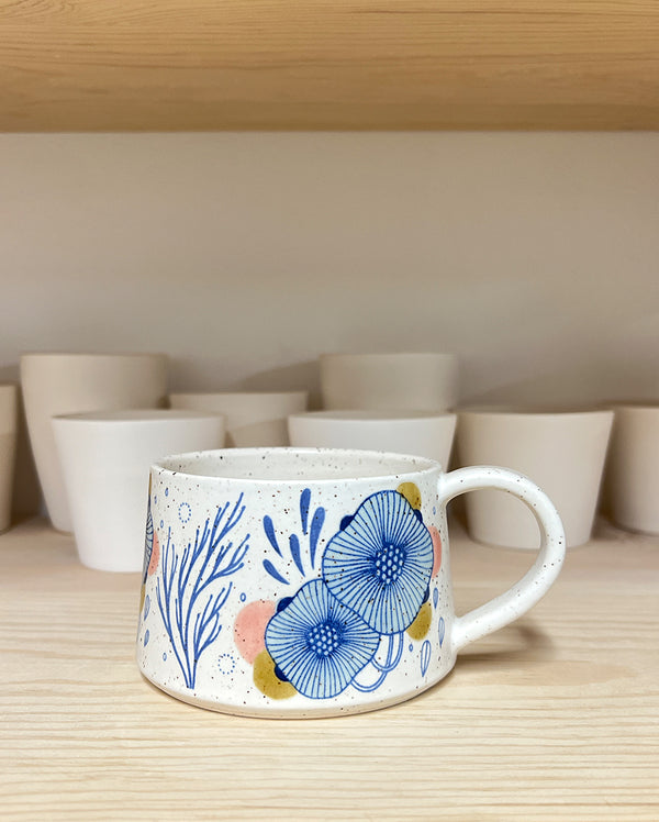 Mug 16 - Blue Floral with Pink and Green