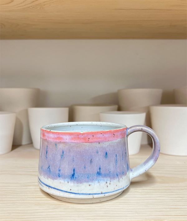 Mug 33 - New Blue Swirl w/ Lavender and Pink Rim