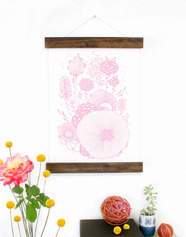 Canvas Print with Wood Hanger Frame - "Vintage Pink" by Yellena