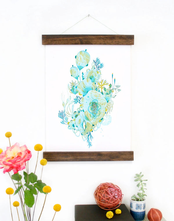 Canvas Print with Wood Hanger Frame - "Vintage Underwater" by Yellena