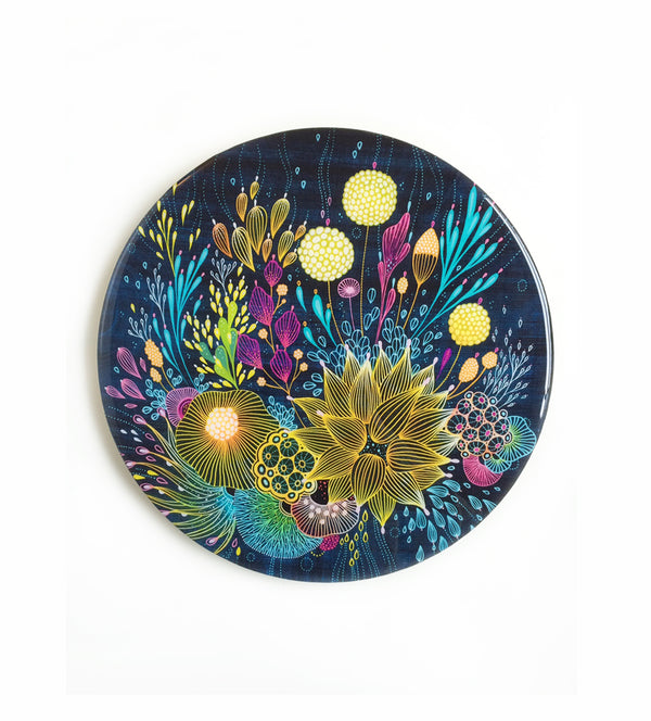 Hint - Round Resin Covered Print on Wood Panel